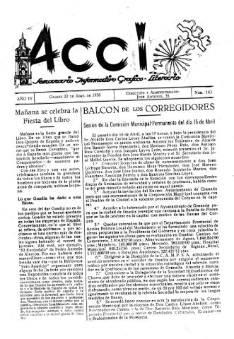 'Acci  : seminario informativo grafico - literario' - Año IV Número 163  - 1958 abril 22