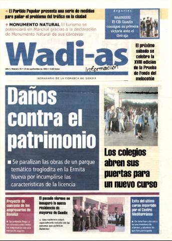 'Wadi-as información : periódico semanal de la comarca de Guadix.' - Año I Número 76 - 2003 septiembre 19