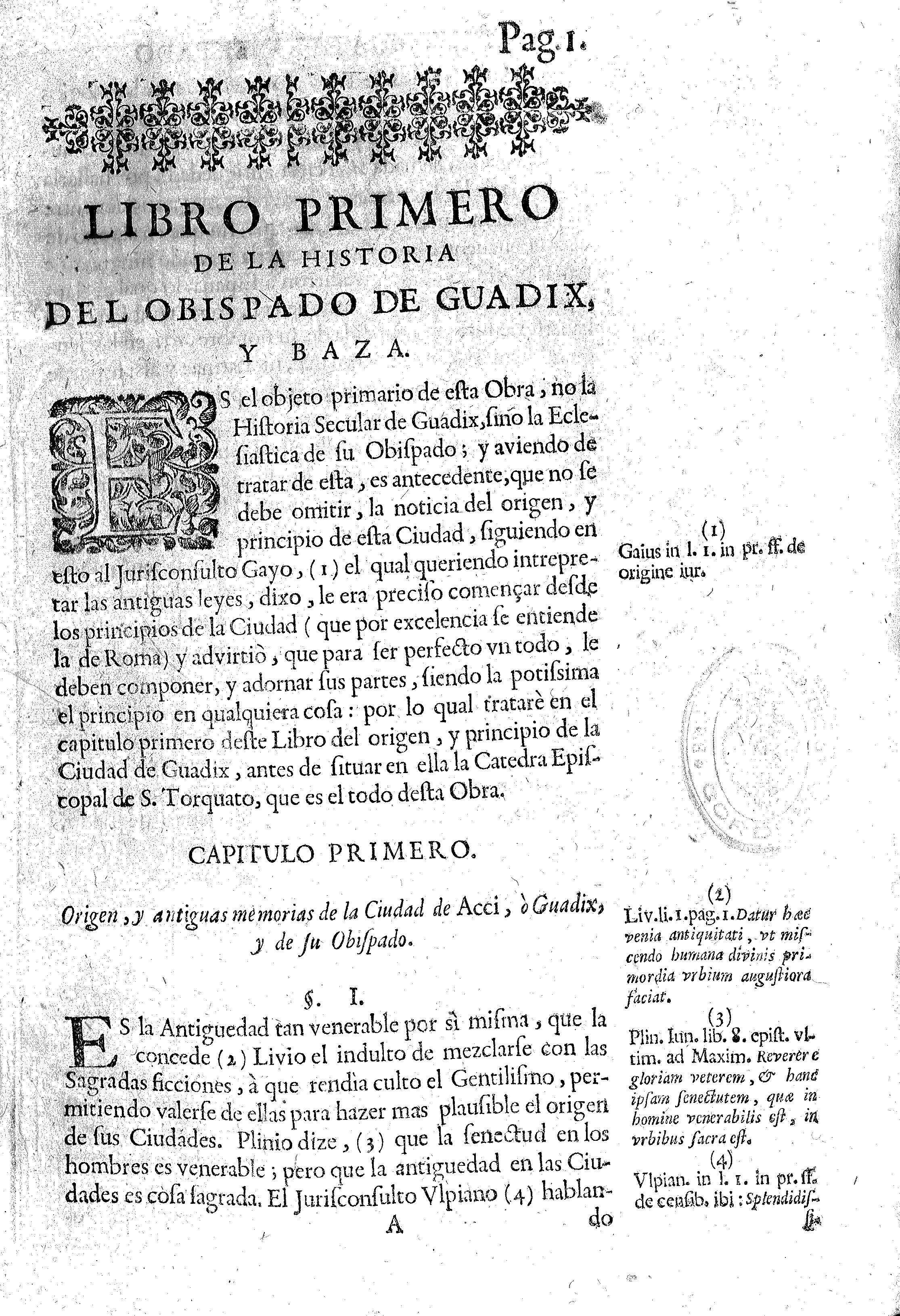 Libro primero de la historia del obispado de Guadix y Baza