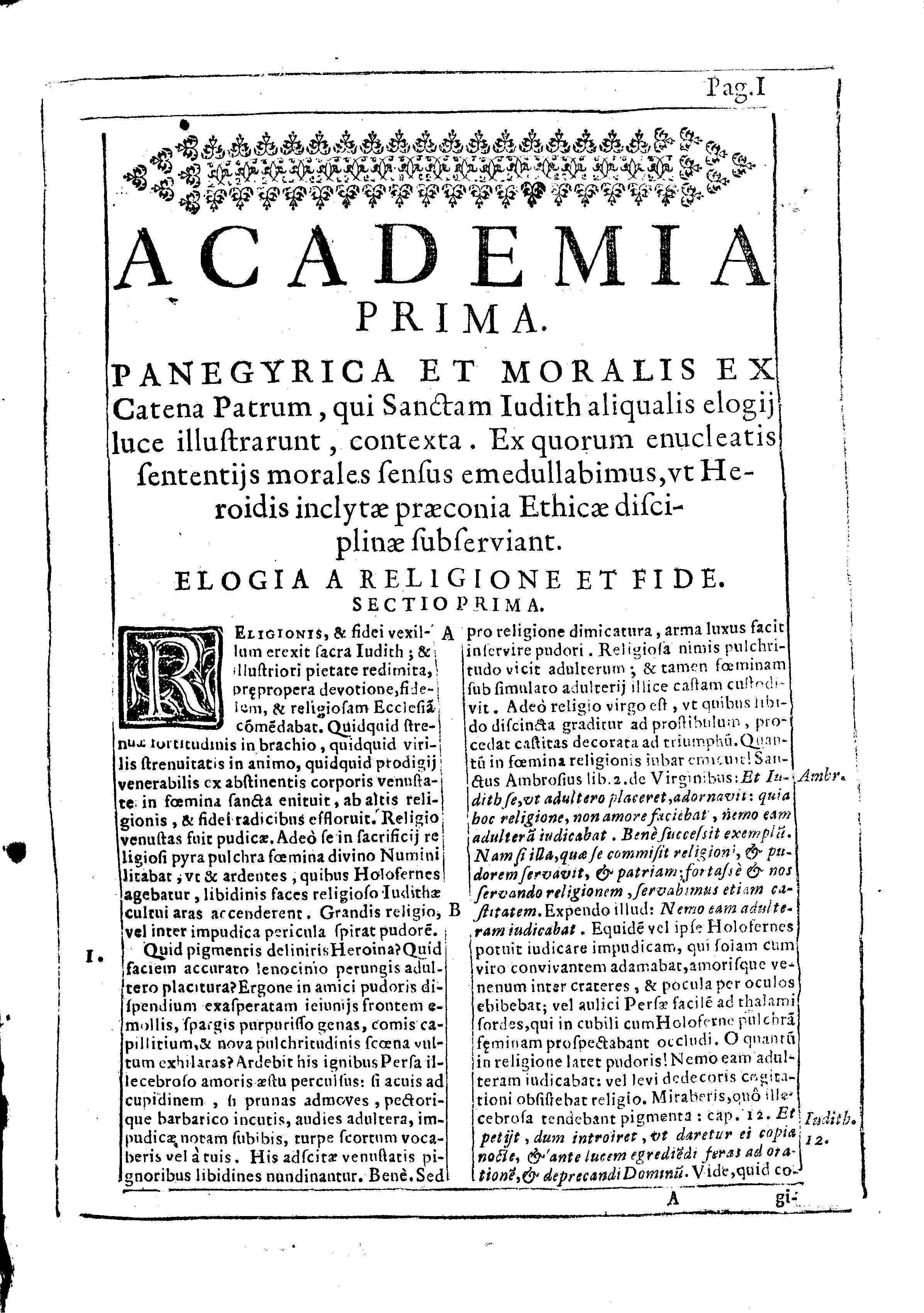 Academia prima. Panegyrica et moralis ex Catena Patrum  