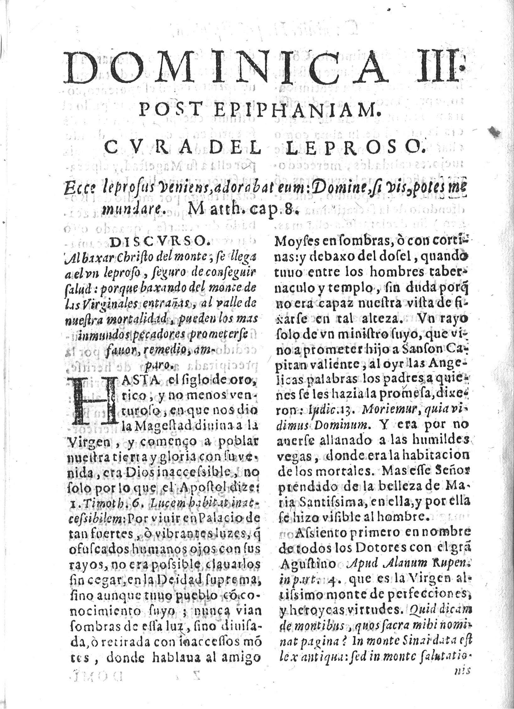 Dominica III post Epiphaniam. Cvra del leproso