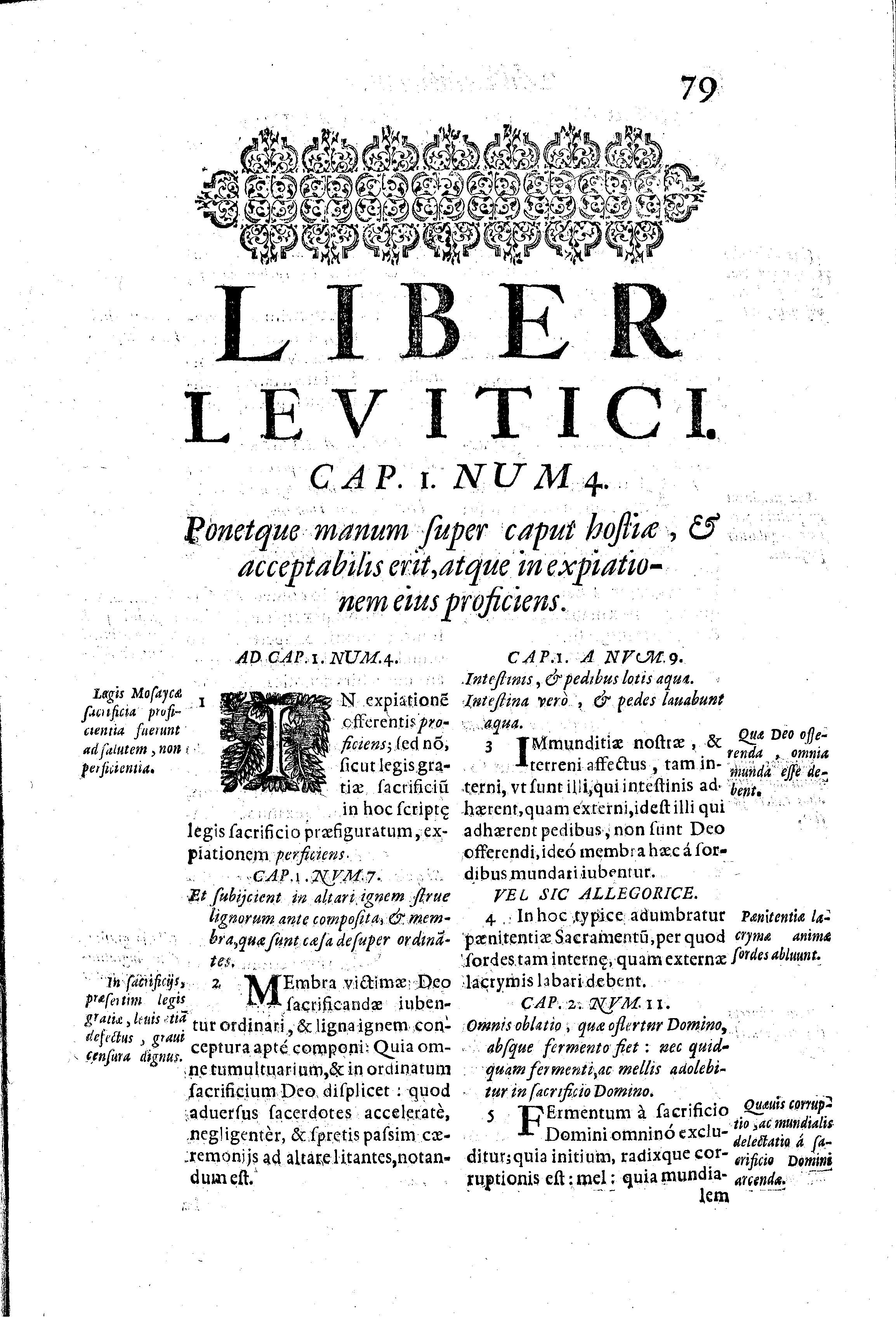 Liber Levitici. Cap.I. Num.4. Ponetque manum super caput hostiae