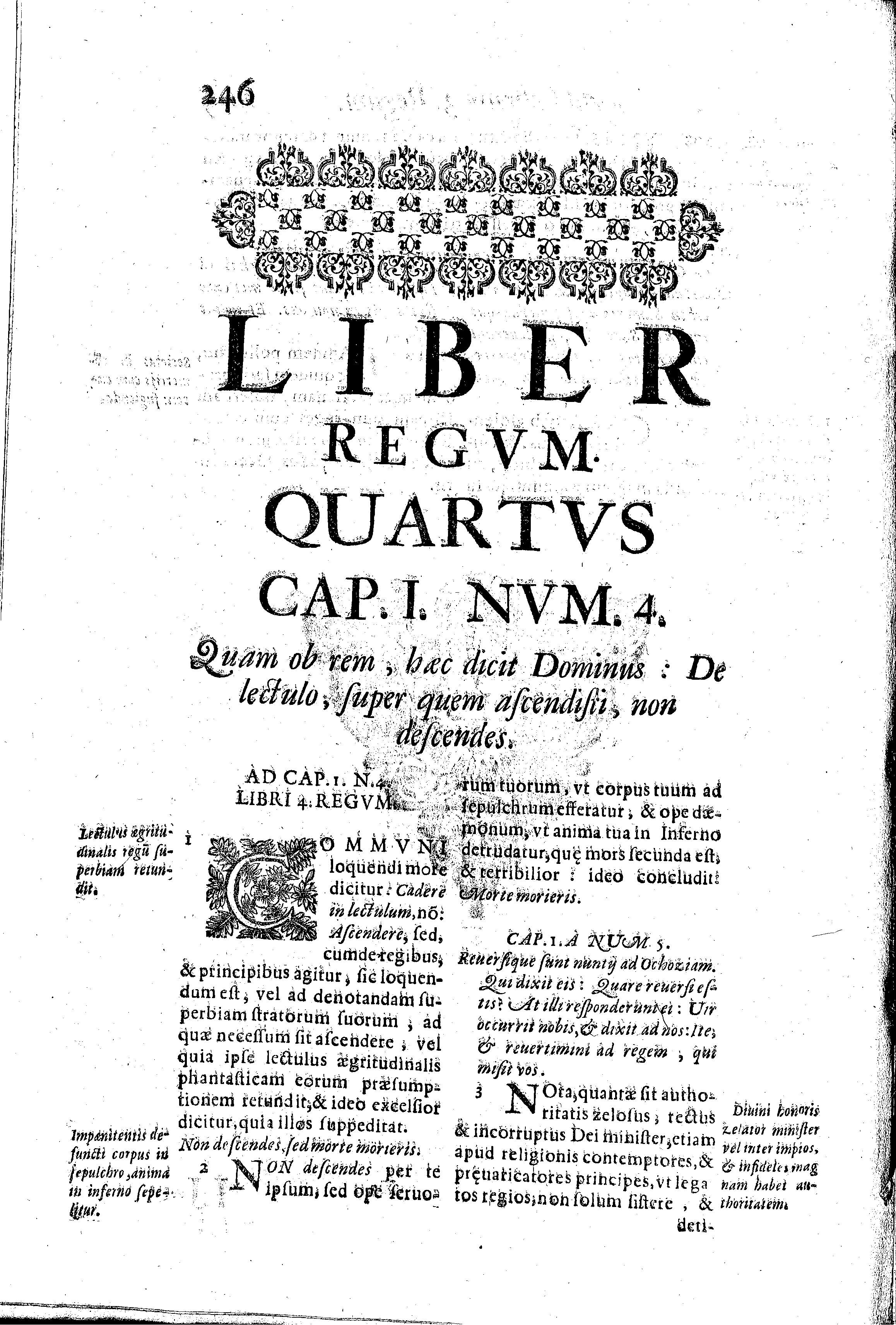 Liber Regvm Quartvs. Cap.I. Nvm.4. Quam ob rem, haec dicit Dominus 