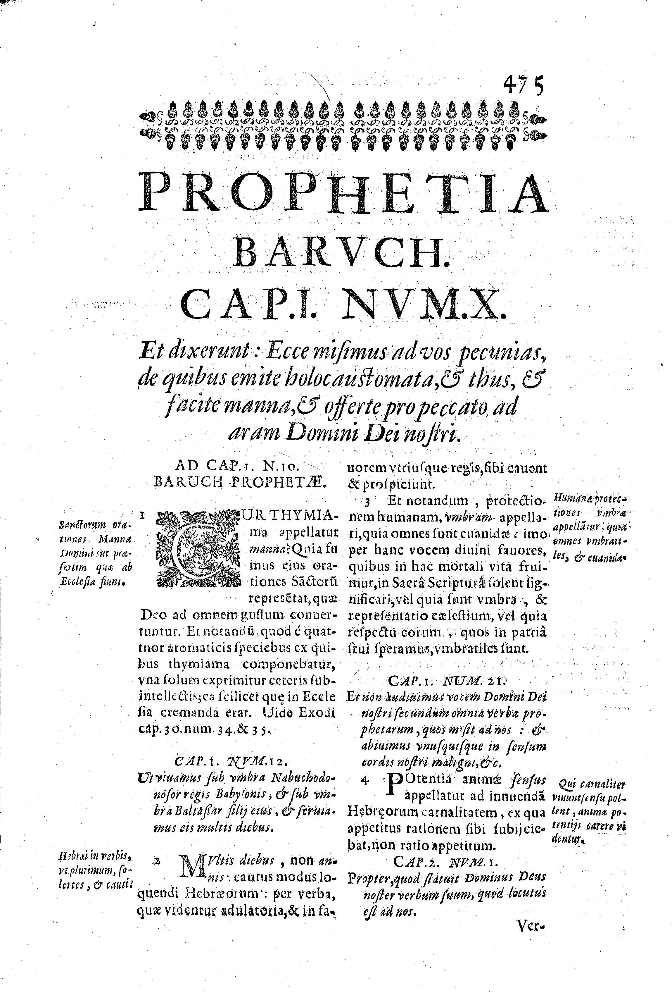 Prophetia Barvch. Cap.I. Nvm.X. Et dixerunt