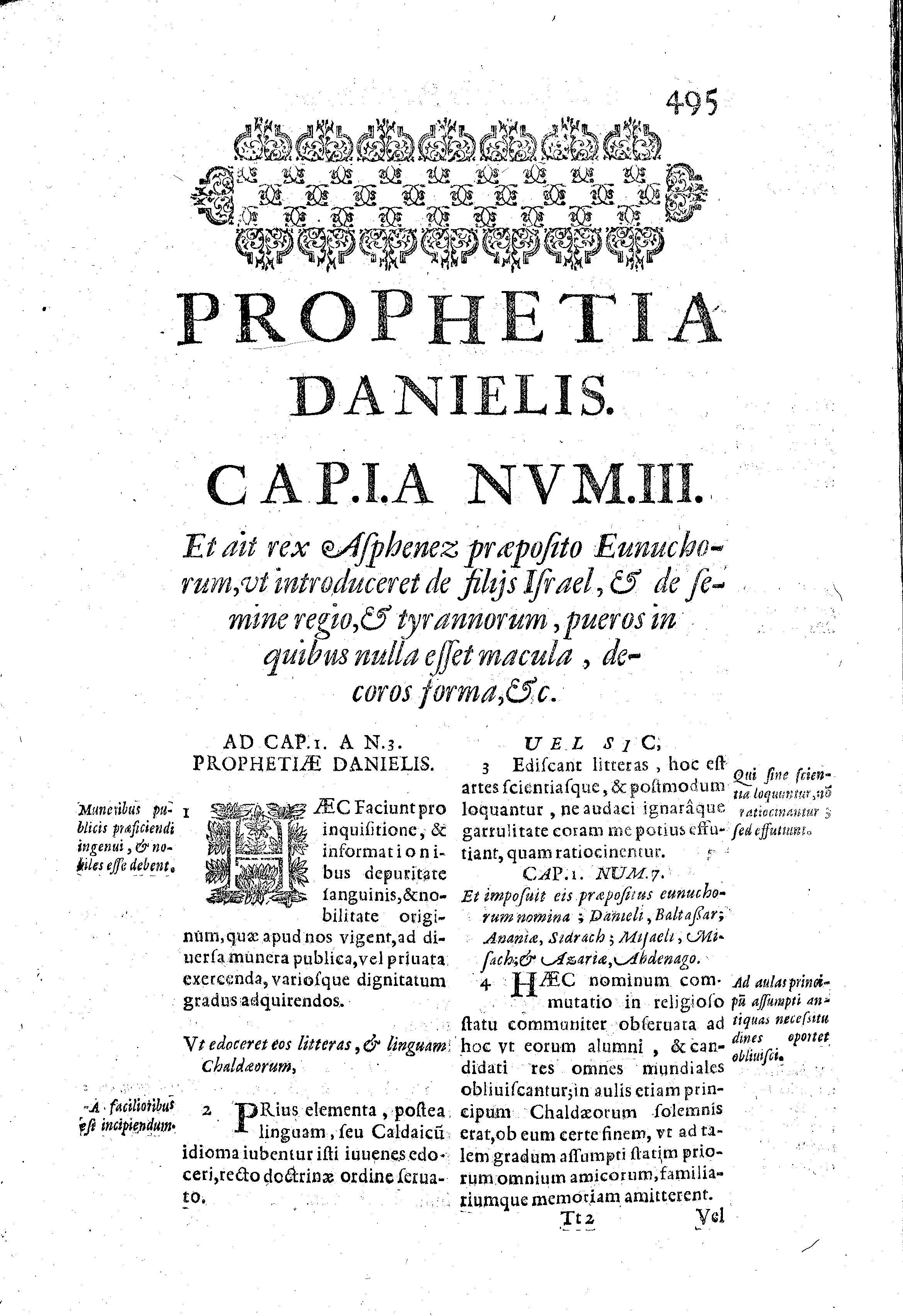 Prophetia Danielis. Cap.I.A Nvm.III. Et ait rex Alphenez praeposito Eunuchorum