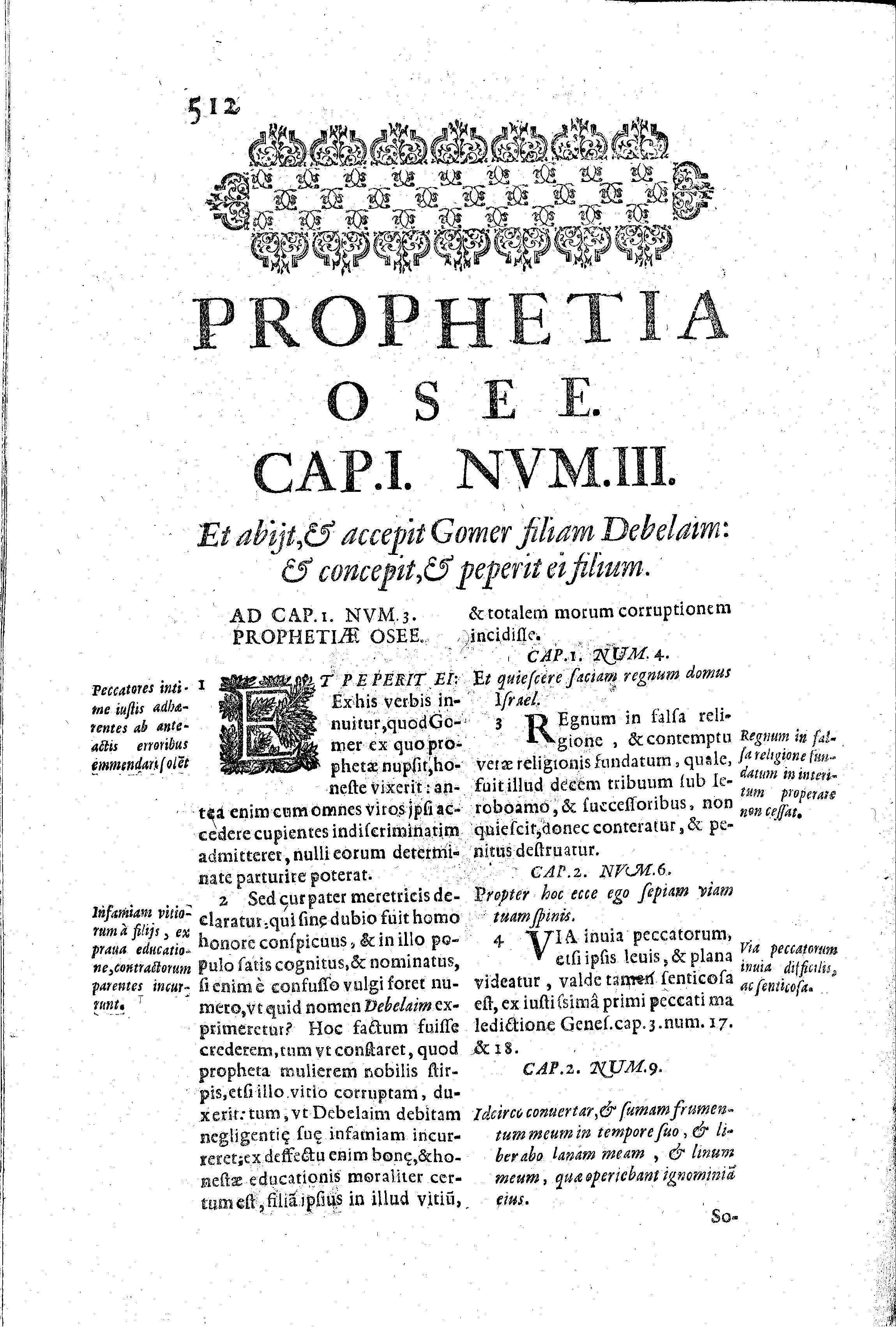 Prophetia Osee. Cap.I. Nvm.III. Et abijt