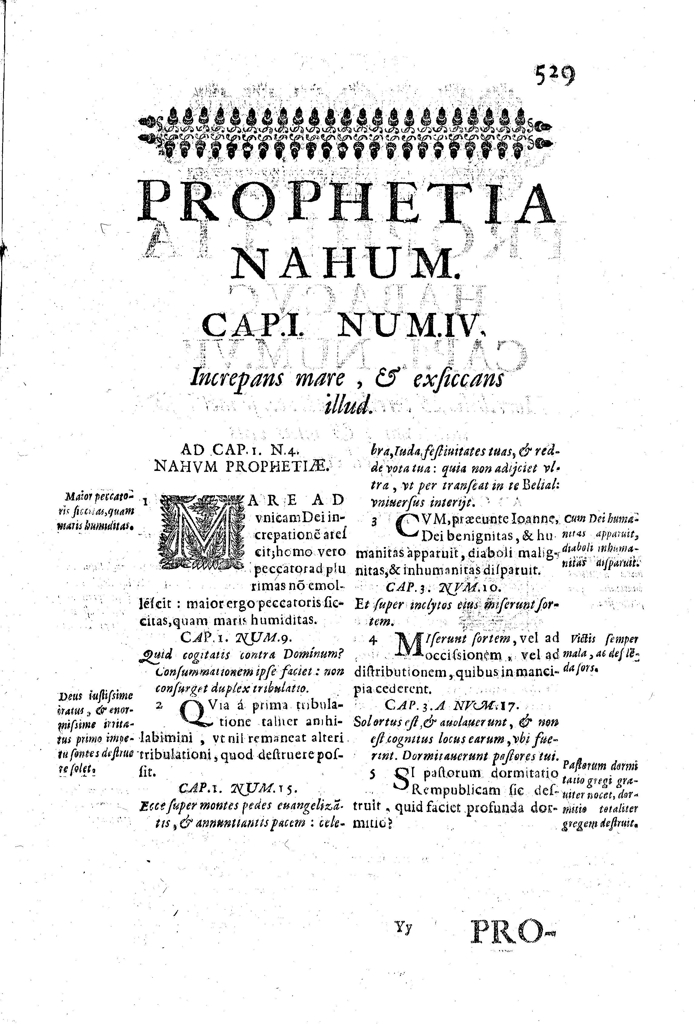 Prophetia Nahum. Cap.I. Num.IV. Increpans mare, et exficcans illud