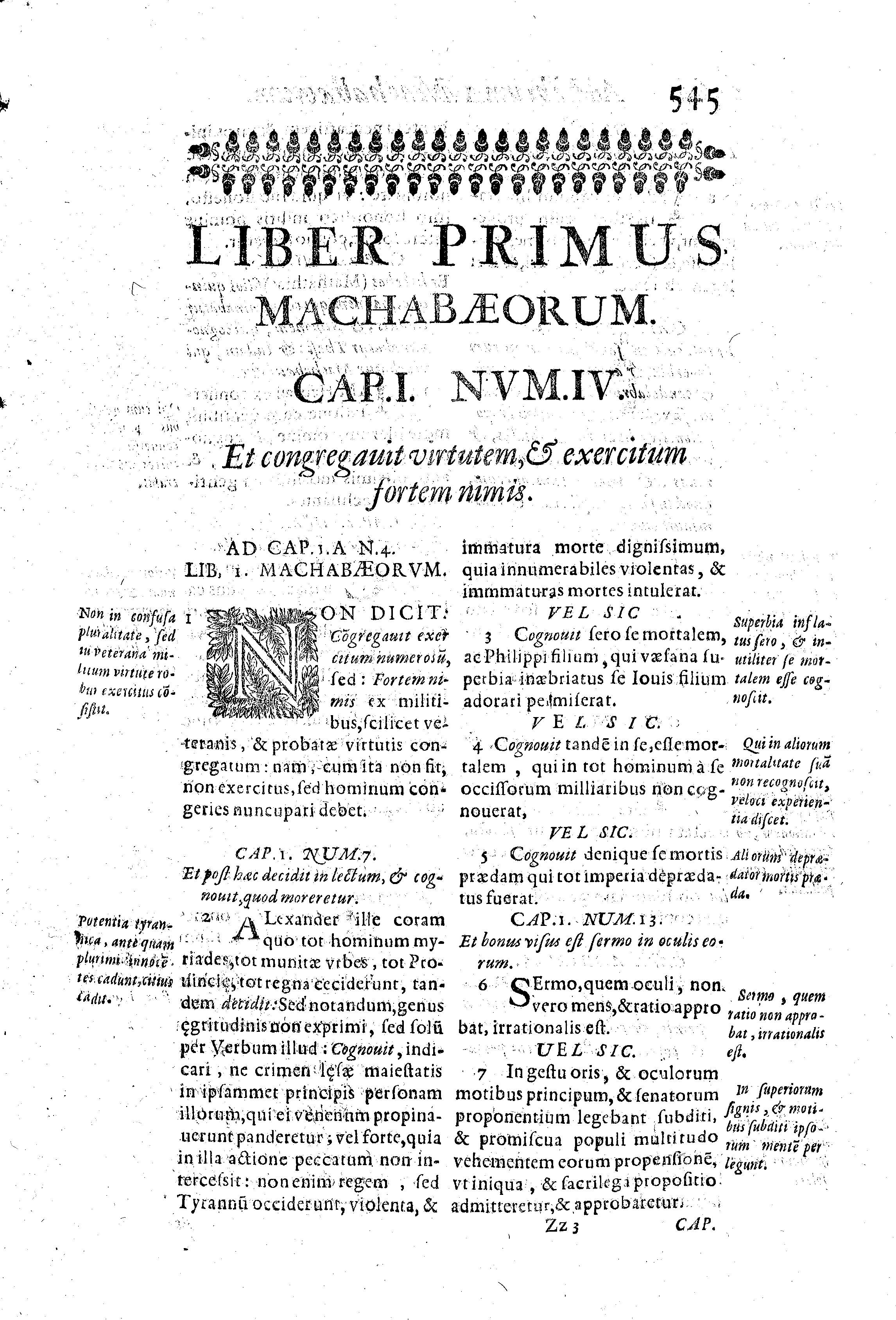 Liber primus Machabaerum. Cap.I. Nvm.IV. Et congregauit virtutem