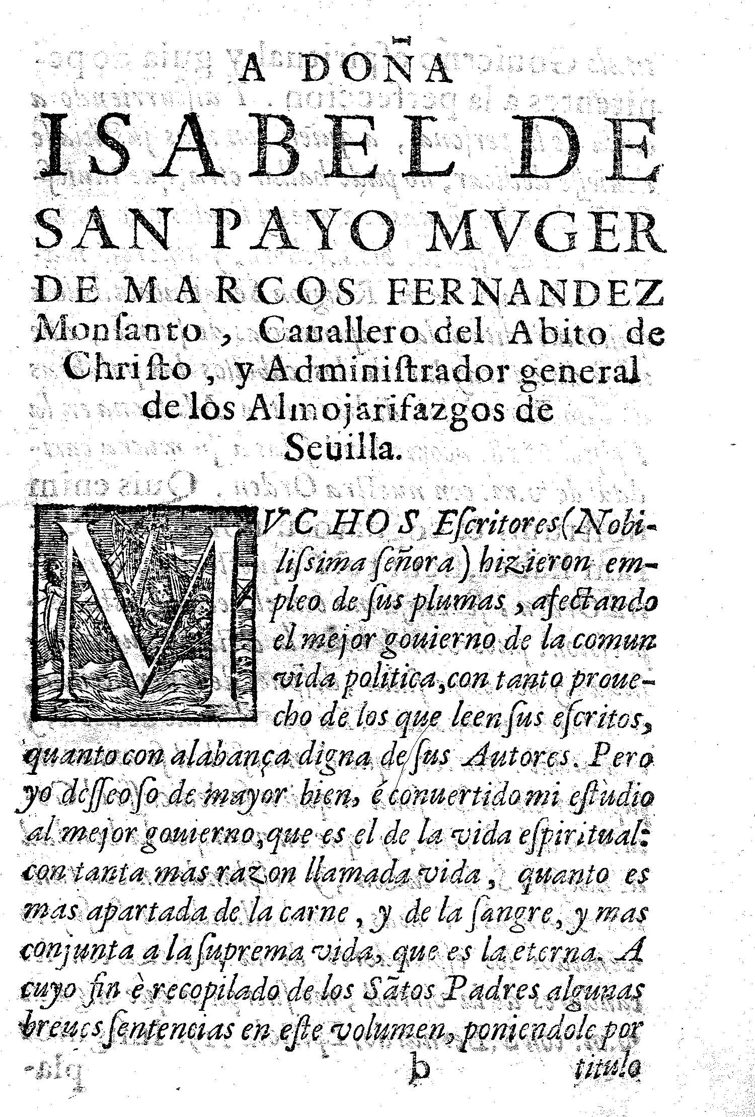 A Doña Isabel de San Payo Mvger de Marcos Fernandez Monsanto