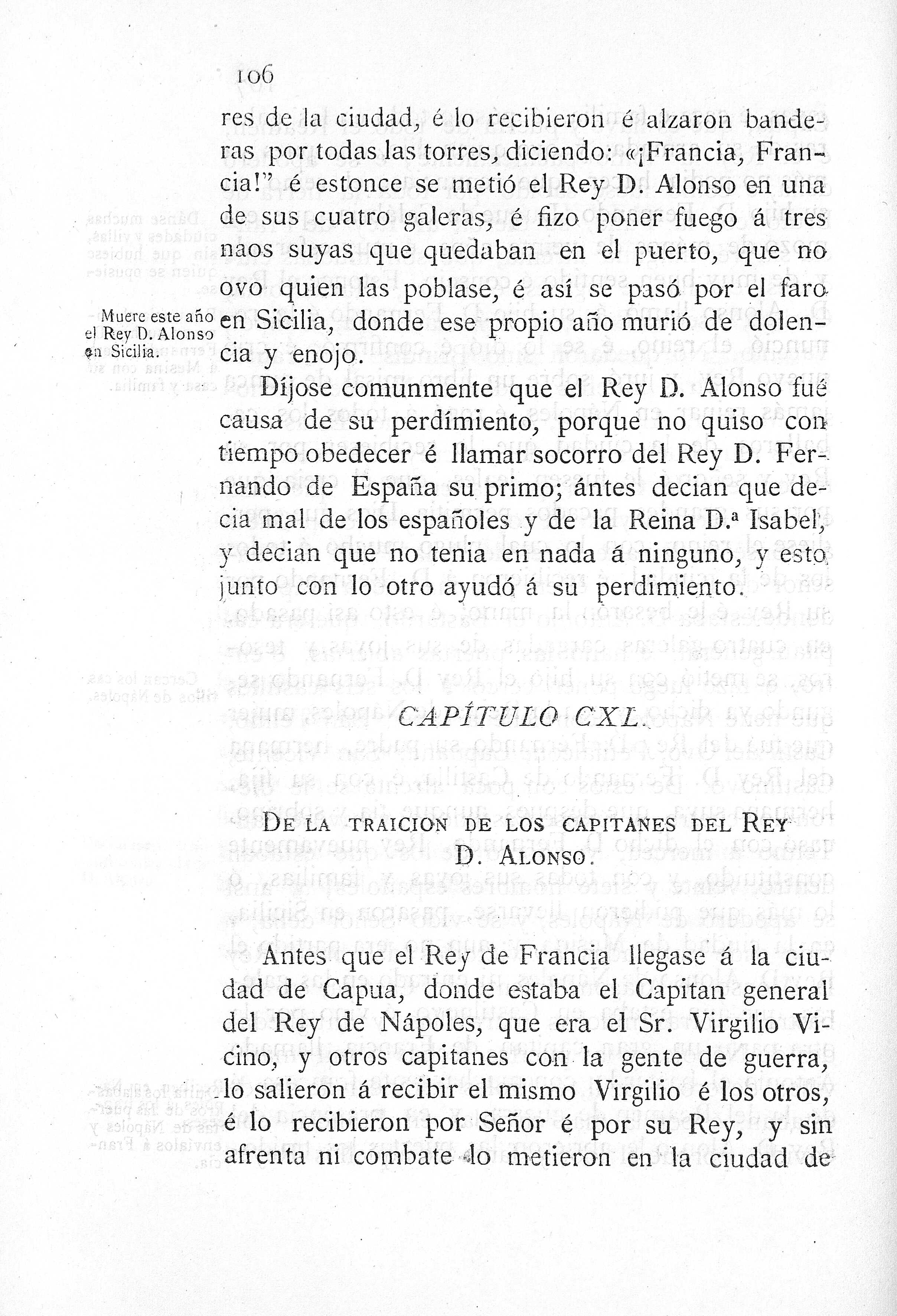 CXL. De la traycion de los capitanes del Rey D. Alonso