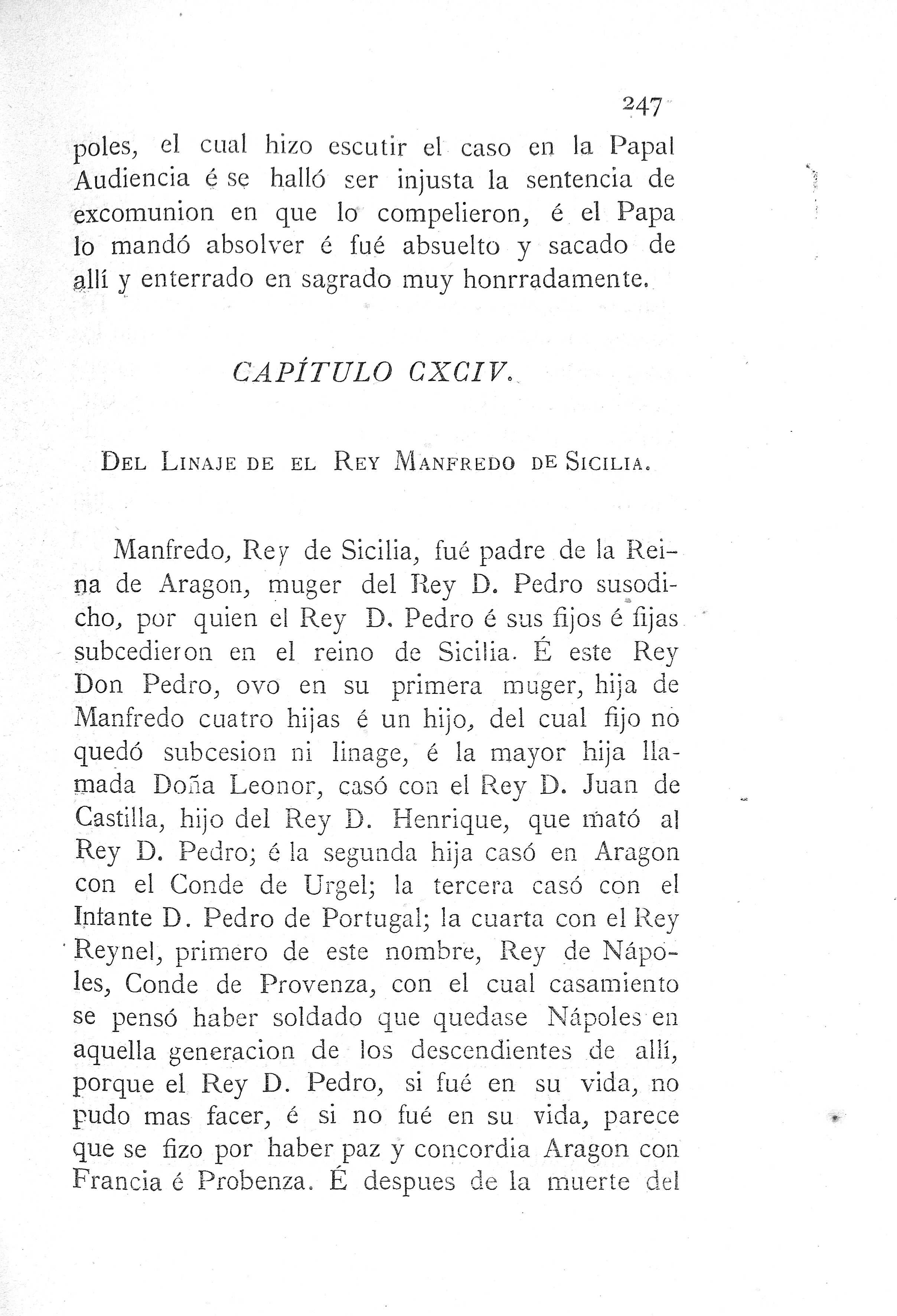 CXCIV. Del linaje de el Rey Manfredo de Sicilia