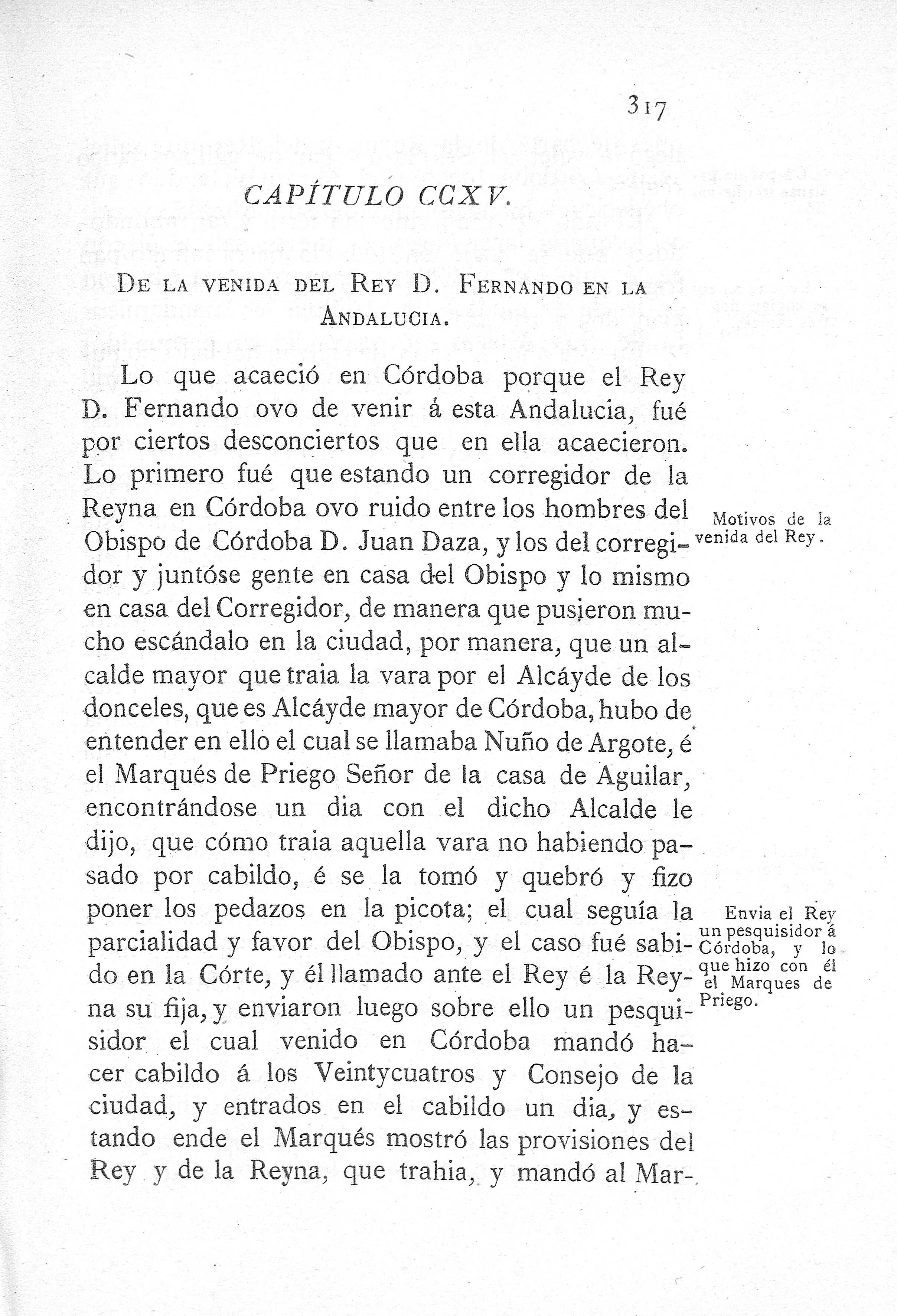 CCXV. De la venida del Rey D. Fernando en la Andalucía