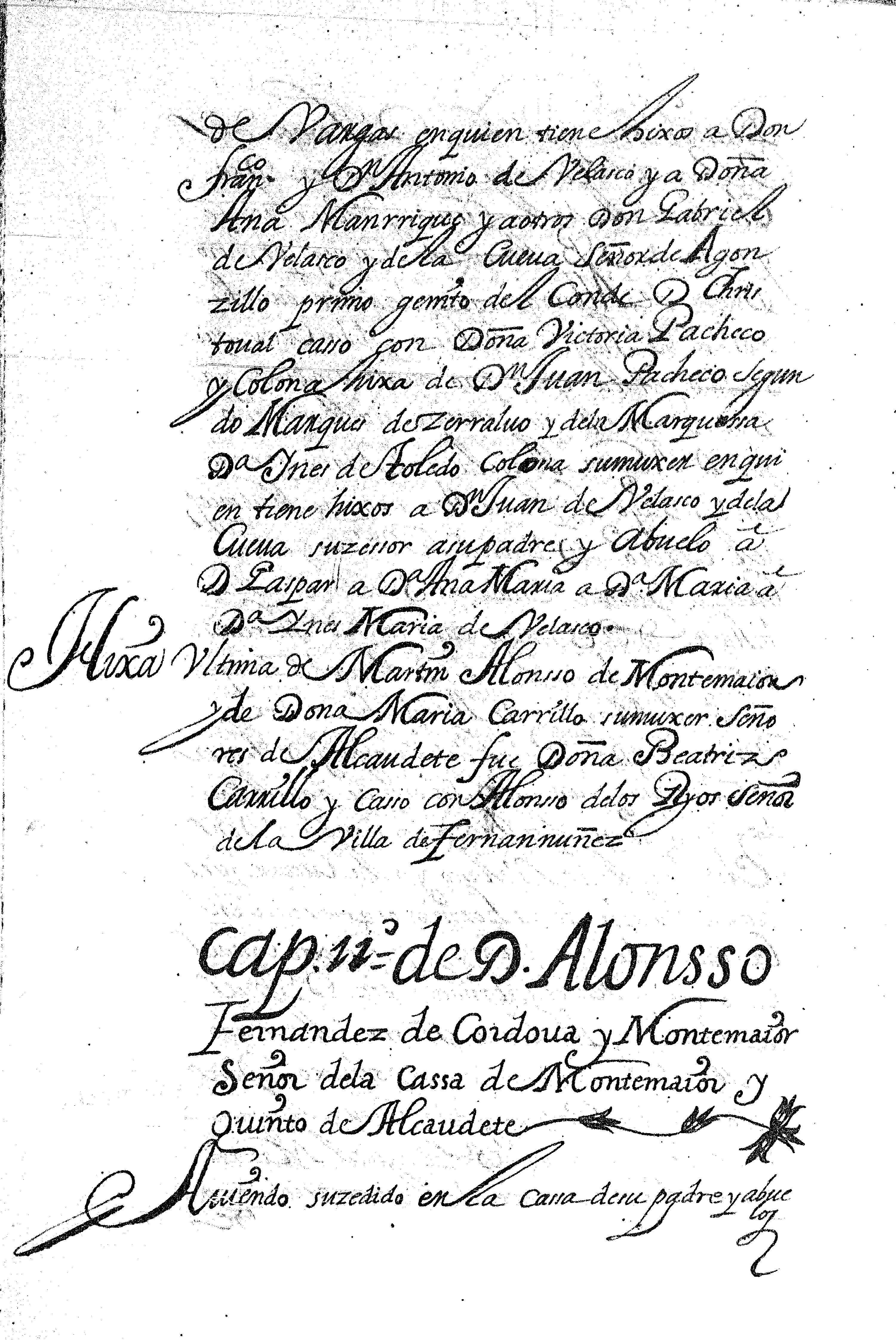 Cap 11 de D. Alonso Fernandez de Cordoua y Montemaior Señor dela Cassa deMontemaior y Quinto deAlcaudete