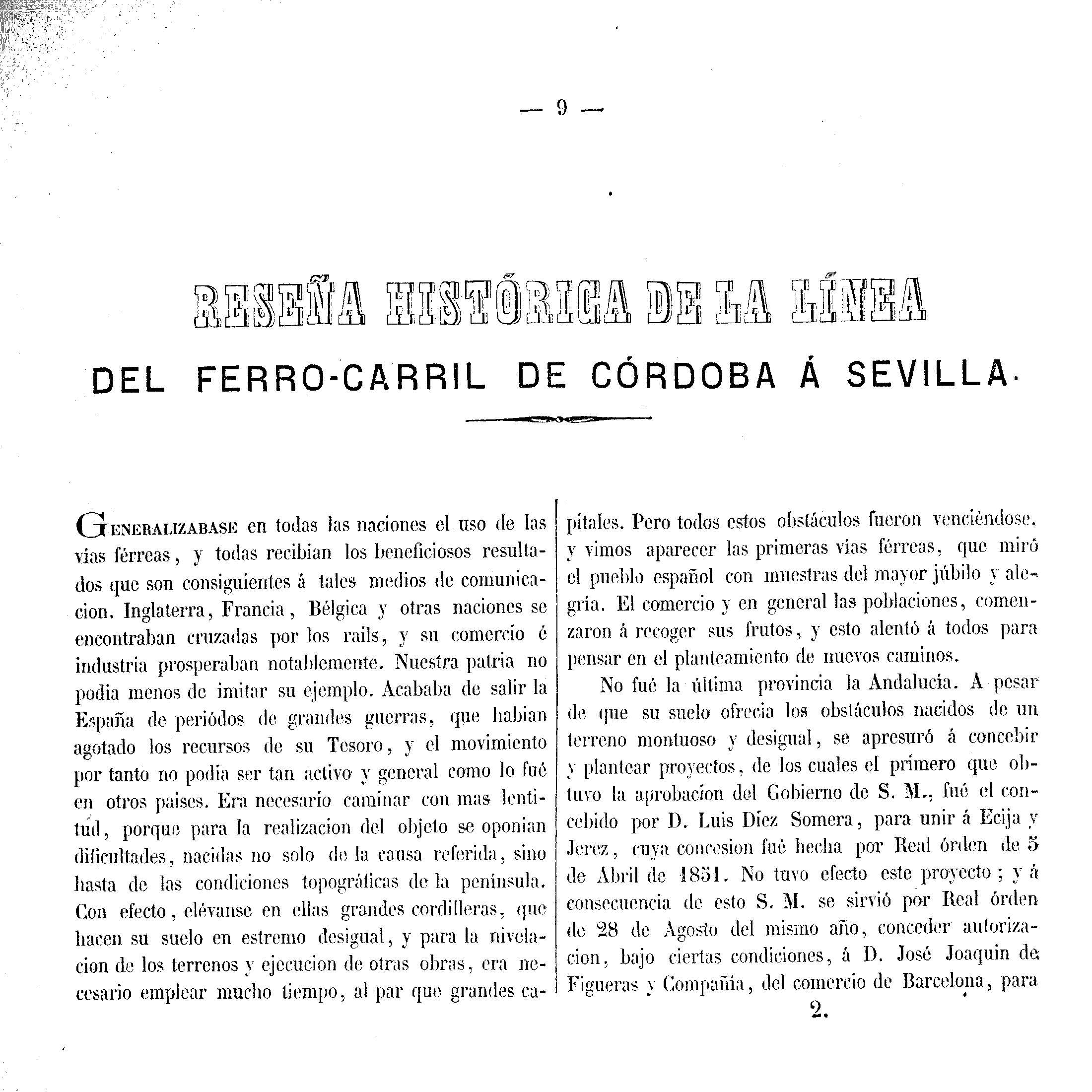 Reseña histórica de la línea del ferro-carril de Córdoba á Sevilla