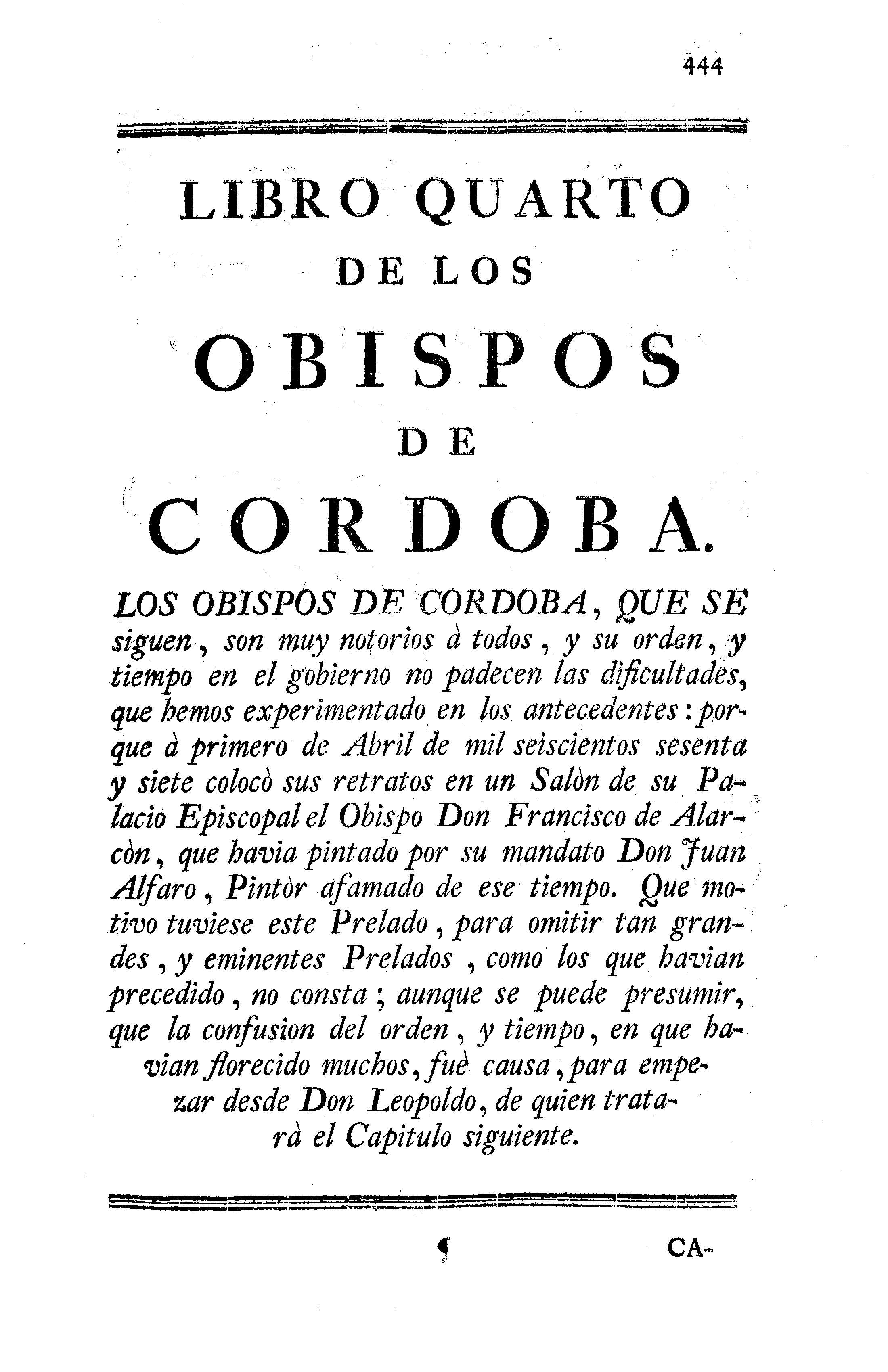 Libro quarto de los obispos de Cordoba