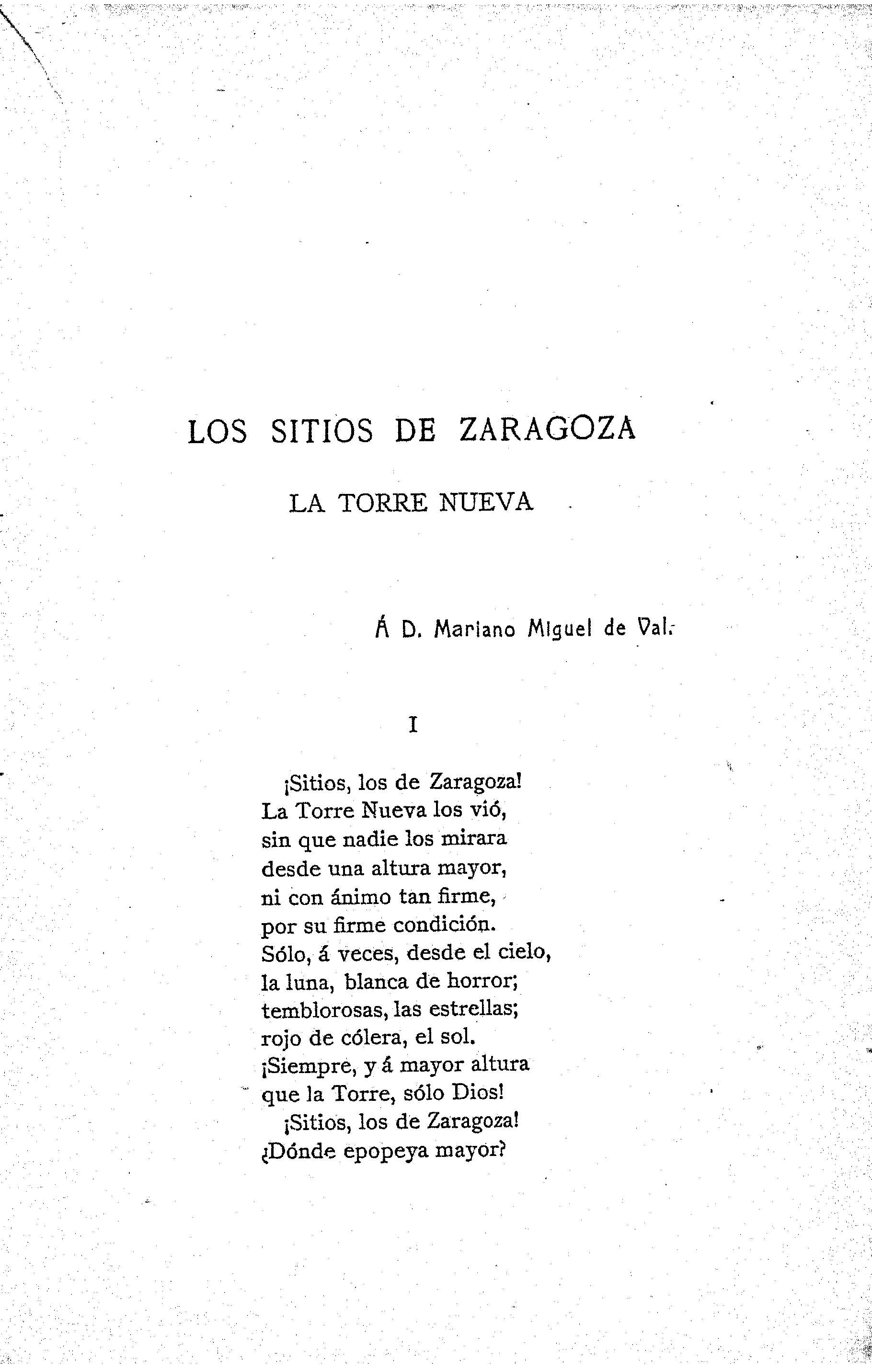Los sitios de Zaragoza. La Torre Nueva