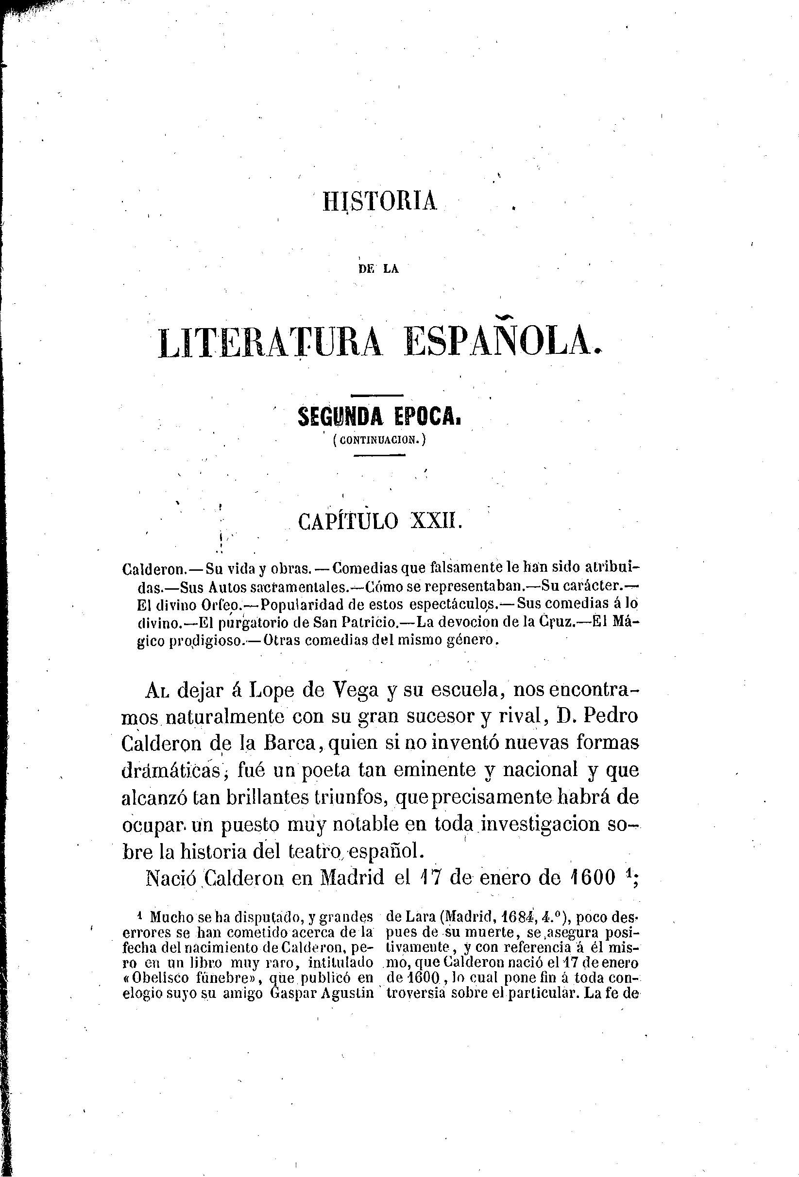 Historia de la Literatura Española. Segunda Época (Continuación). Capítulo XXII