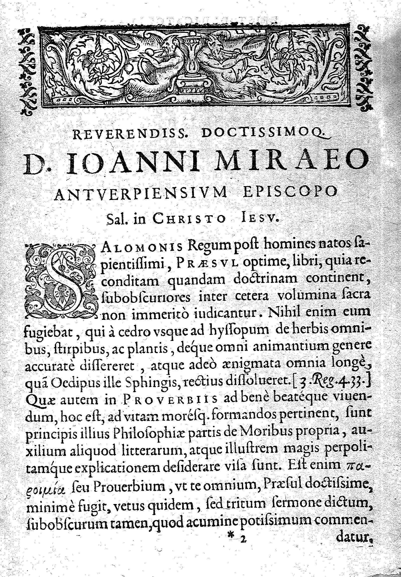 Reverendiss doctissimo D. Ioanni Miraeo antverpiensium episcopo