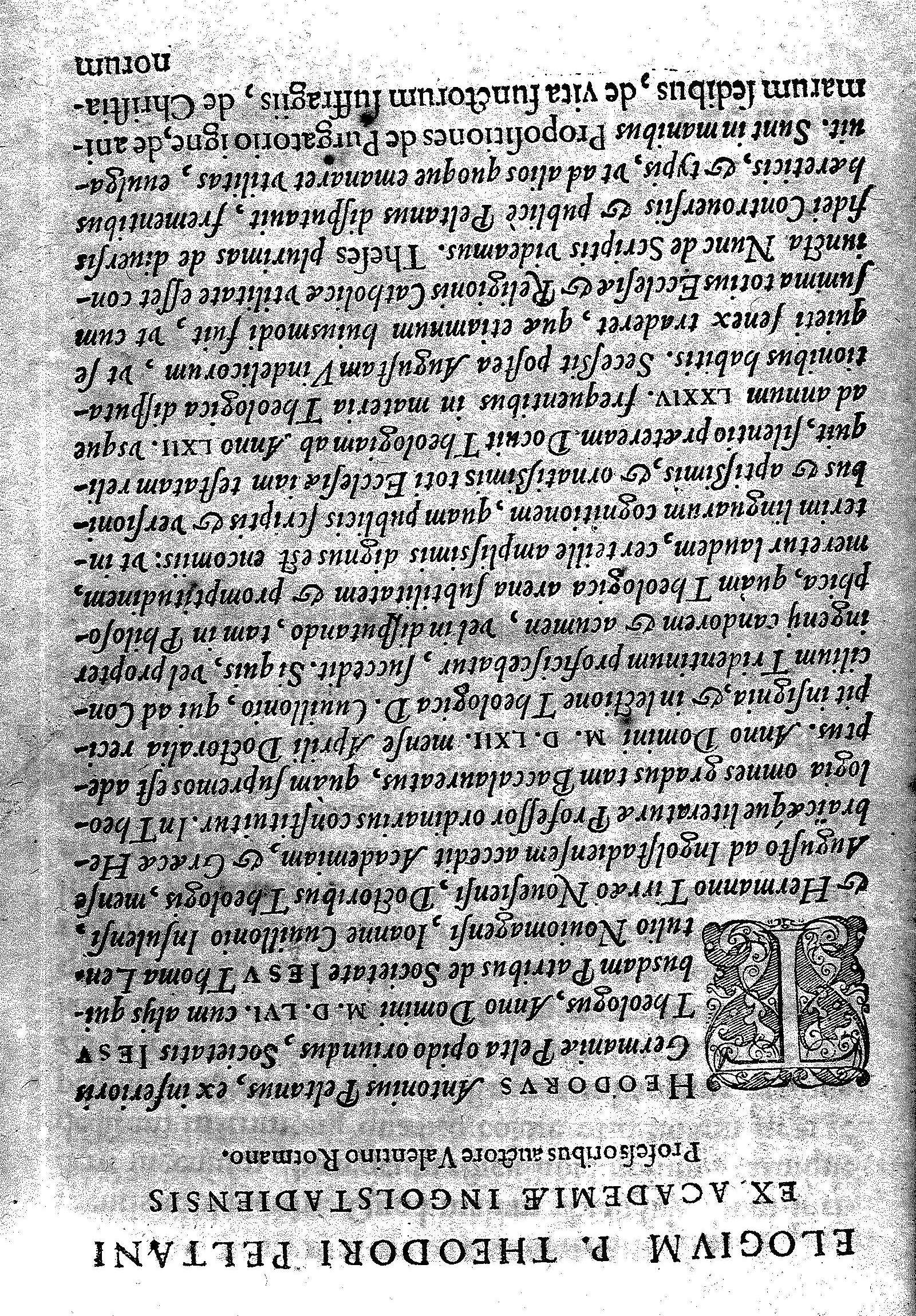 Elogium P. Theodori Peltani ex. Academiae ingolstadiensis