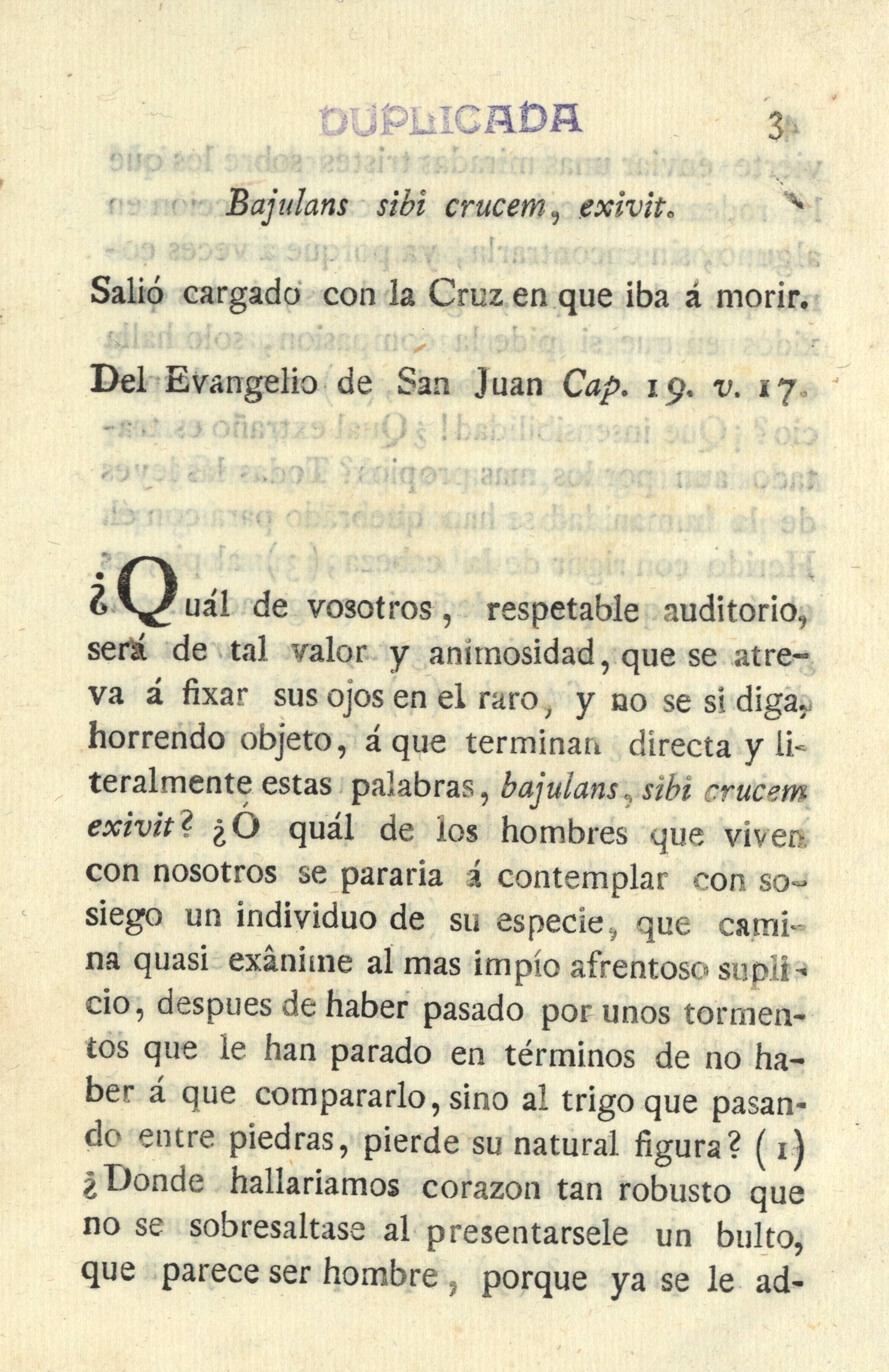 Del Evangelio de San Juan Cap. 19. v. 17
