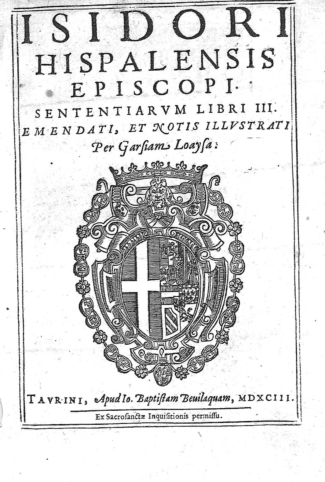Isidori Hispalensis Episcopi Sententiarum Libri III...