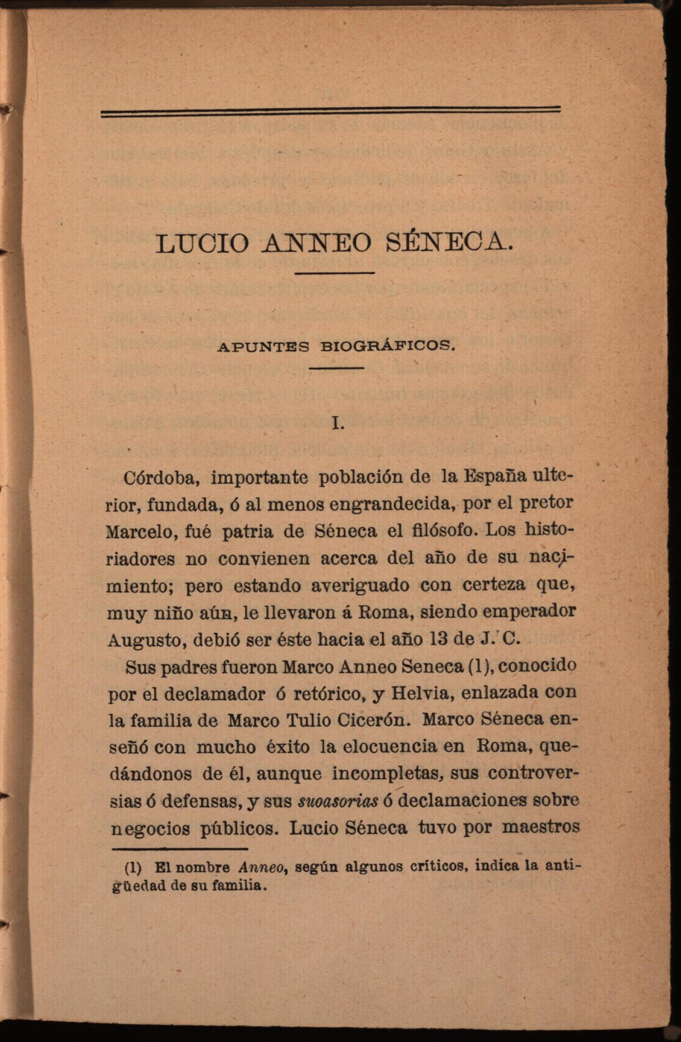 Lucio Anneo Séneca. Apuntes biográficos