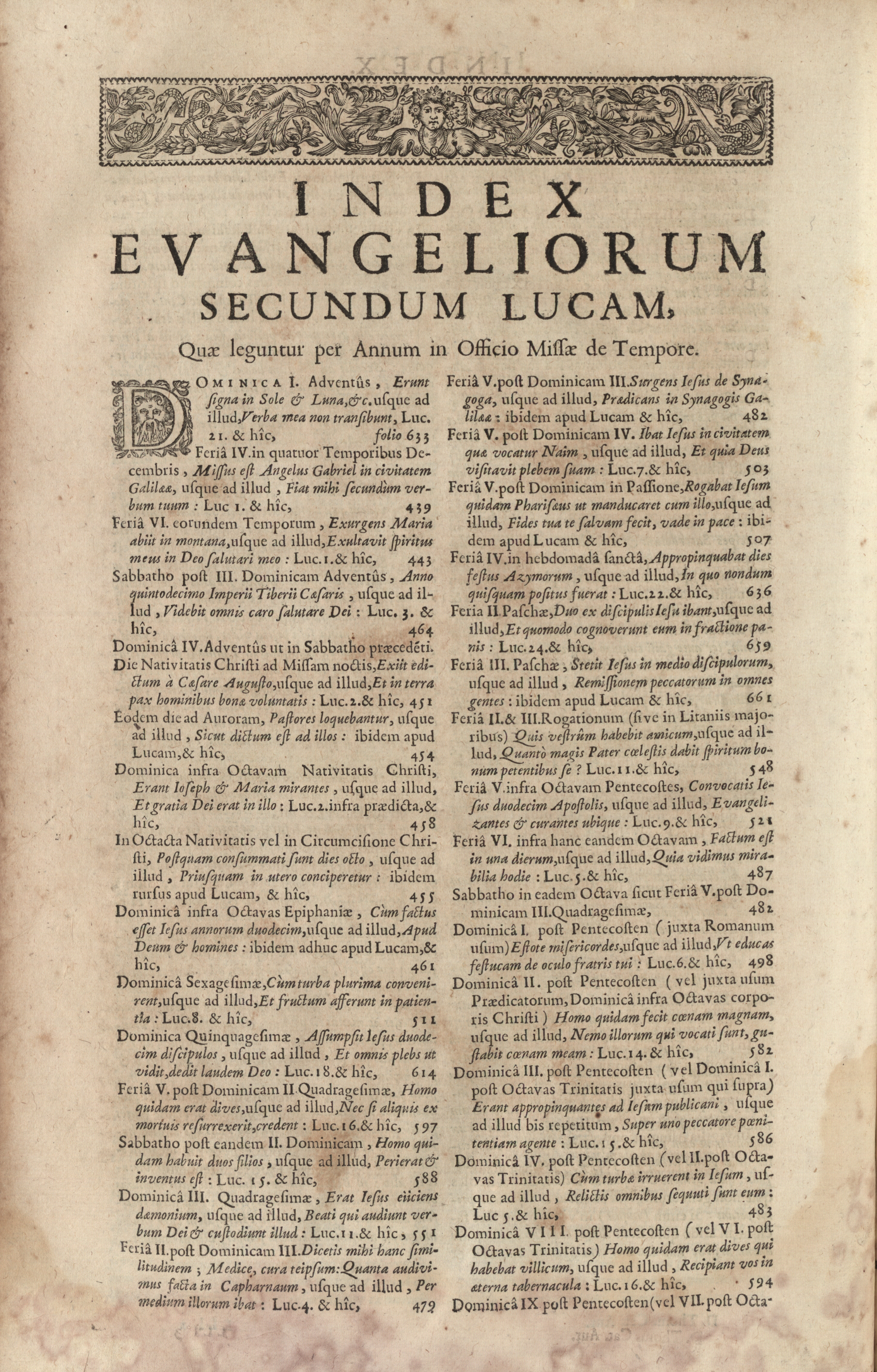 Index evangeliorum secundum Lucam ...
