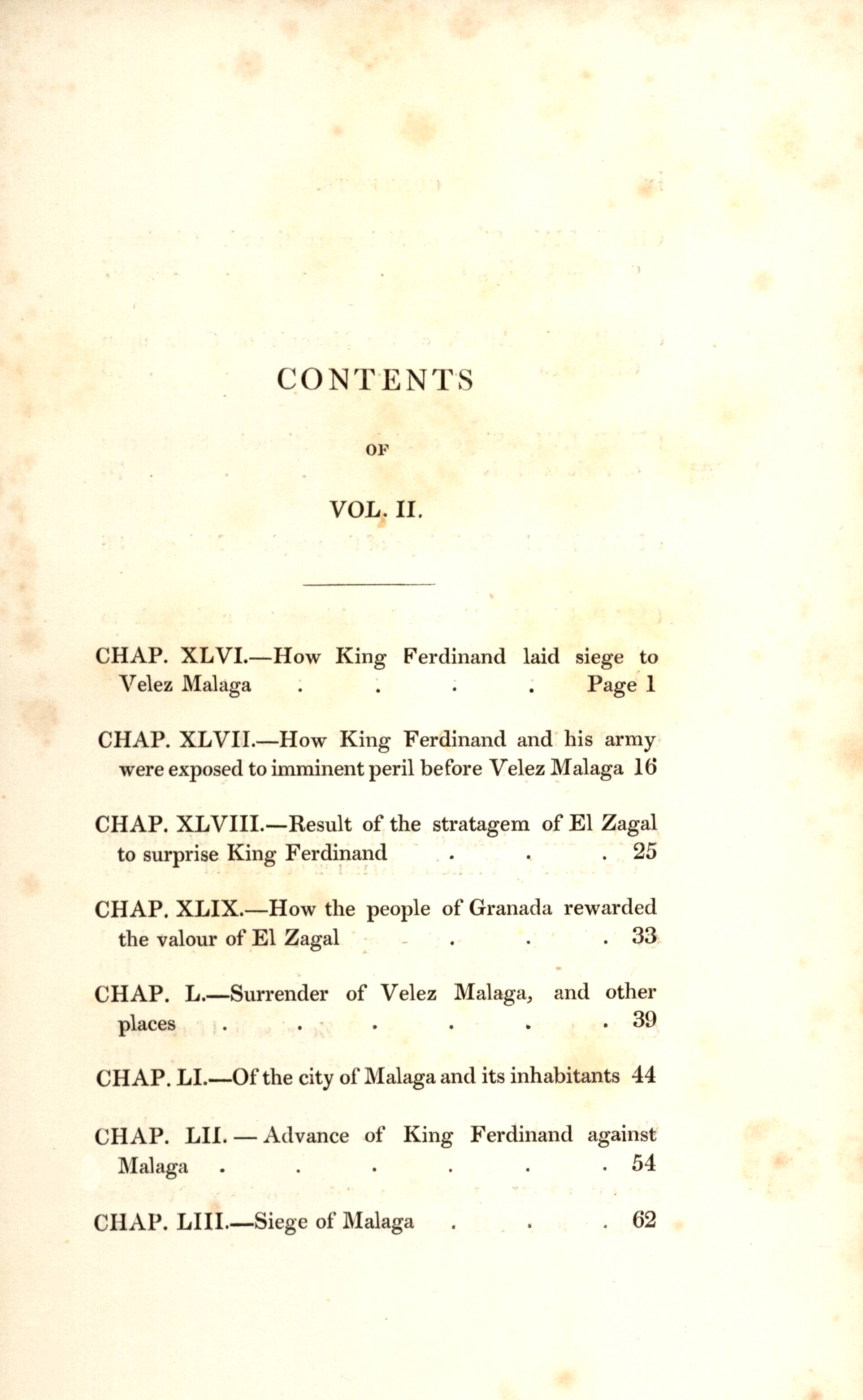Contents of vol. II