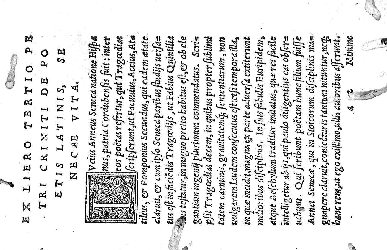 Ex Liero Tbrtio Petri Criniti de poetis latinis, Senecae vita