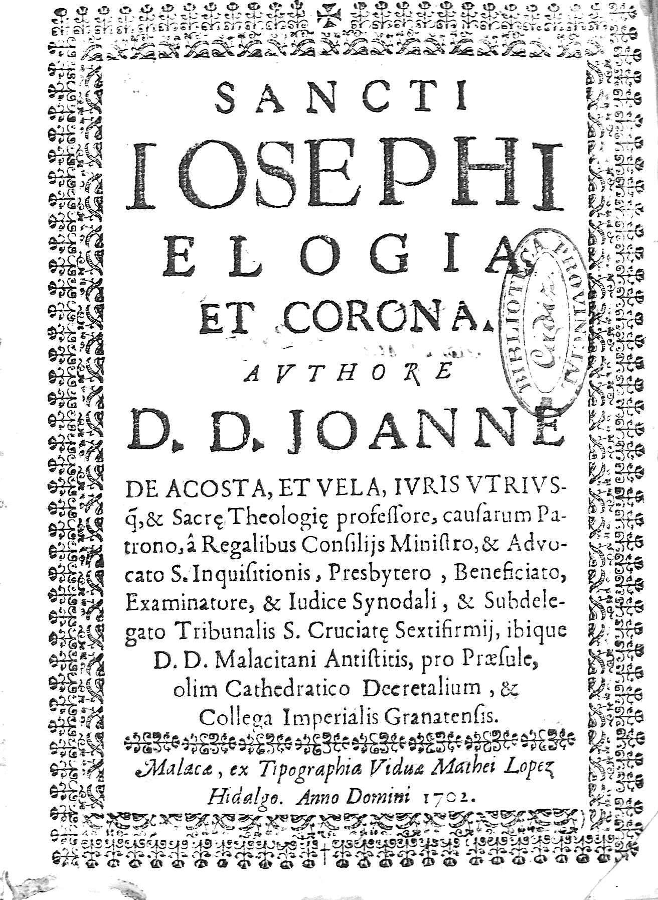 Sancti Iosephi Elogia et Corona