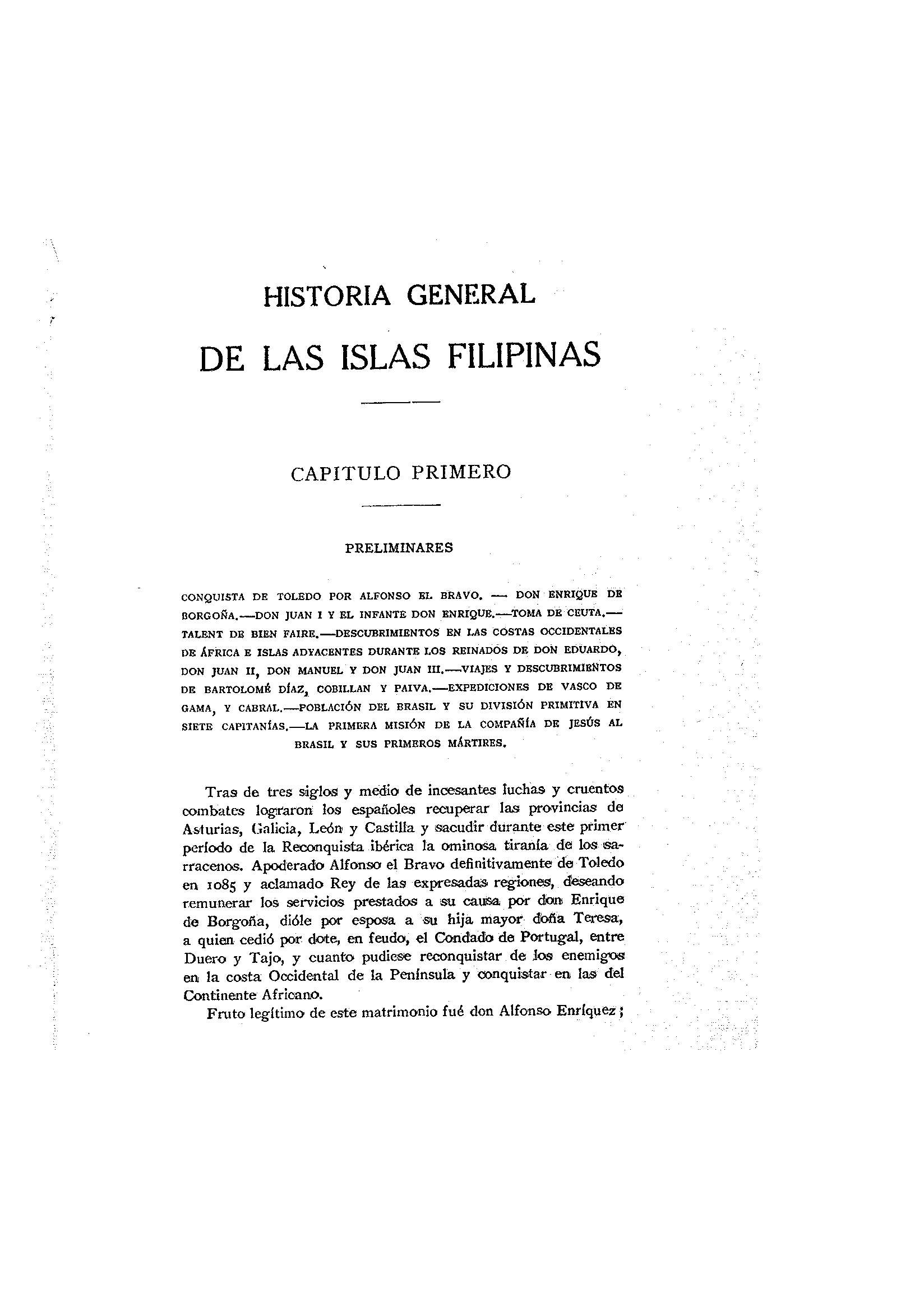 IX [Historia General de las Islas Filipinas y Capítulo I]