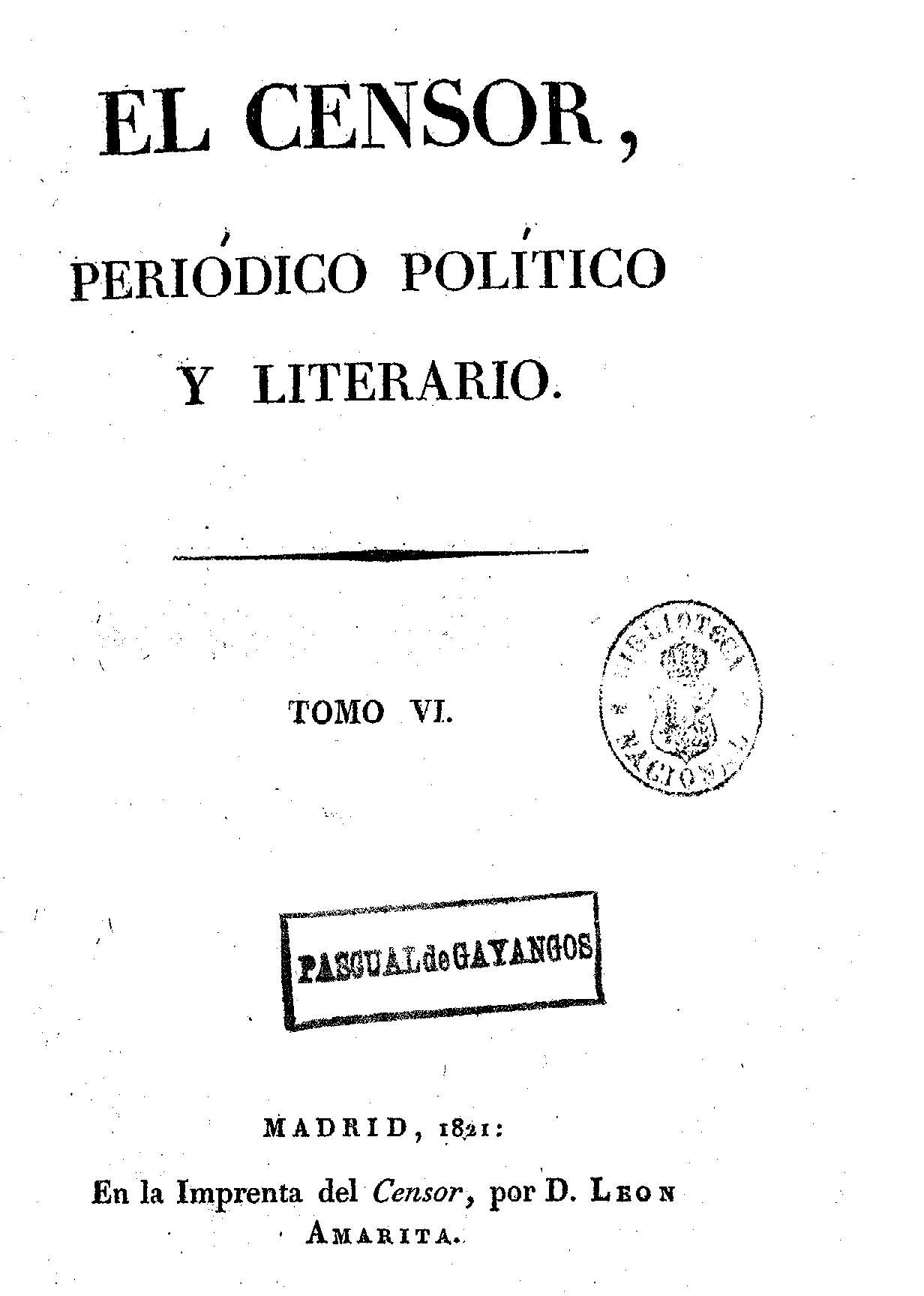 El censor, periódico político y literario. Tomo VI