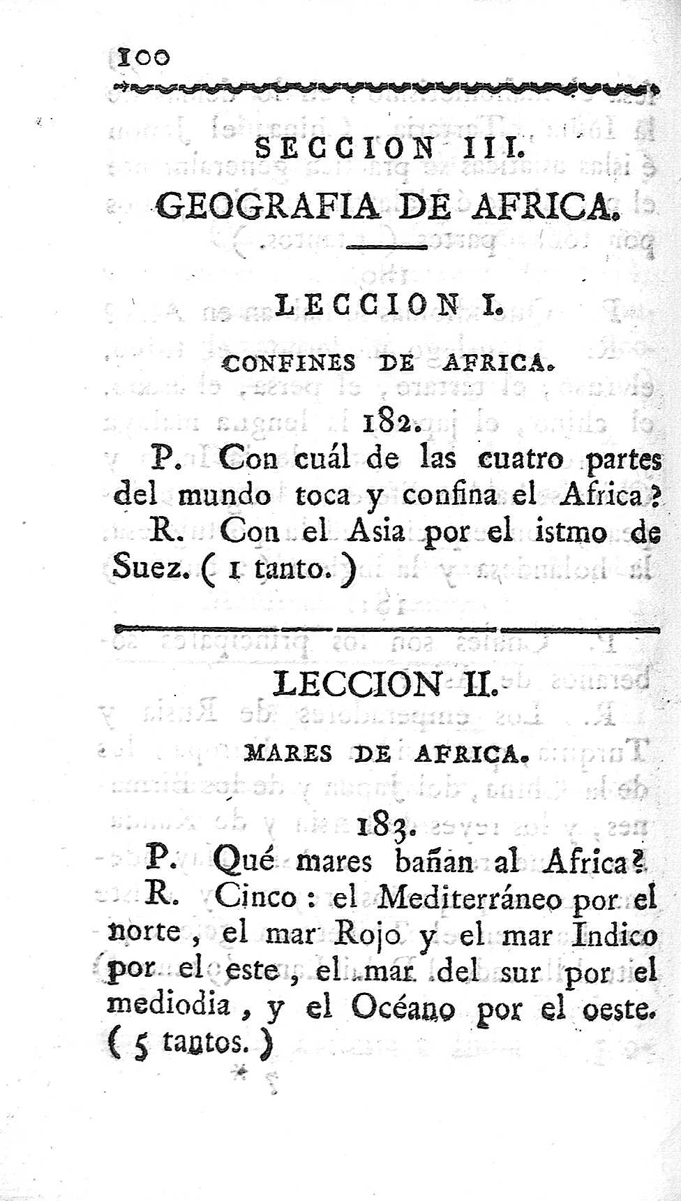 Seccion III. Geografia de Africa. Leccion I. Confines de Africa. Leccion II. Mares de Africa