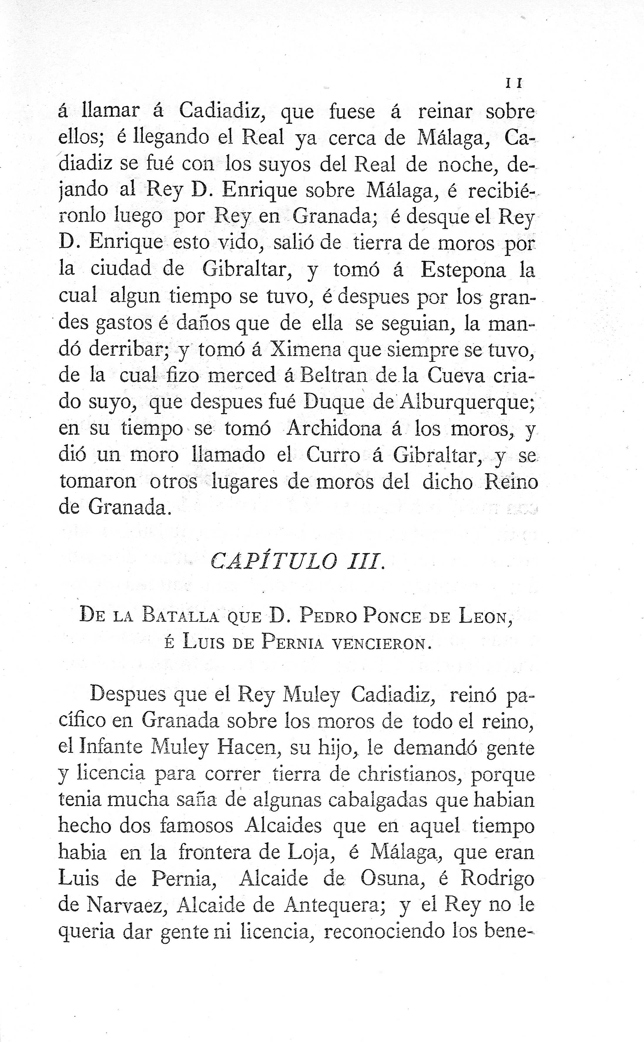 III. de la Batalla que D. Pedro Ponce de León, é Luis de Pernia vencieron