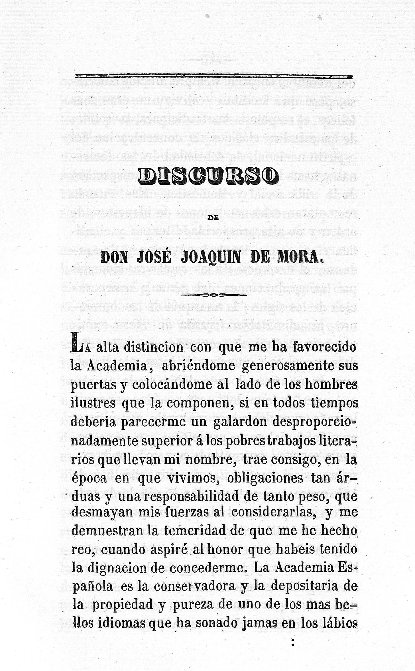 Discurso de Don José Joaquín de Mora