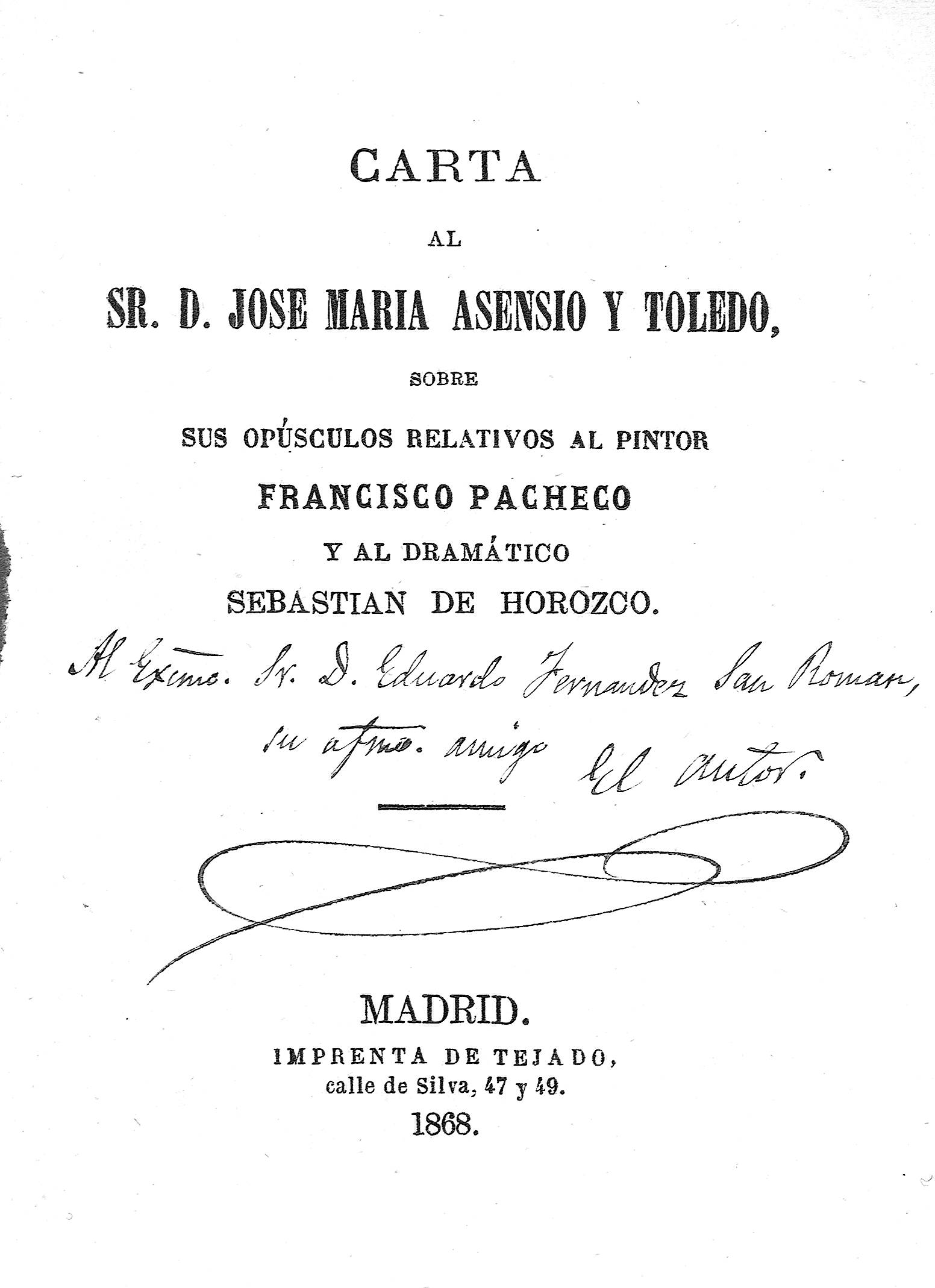 Carta al Sr. D. José María Asensio y Toledo...