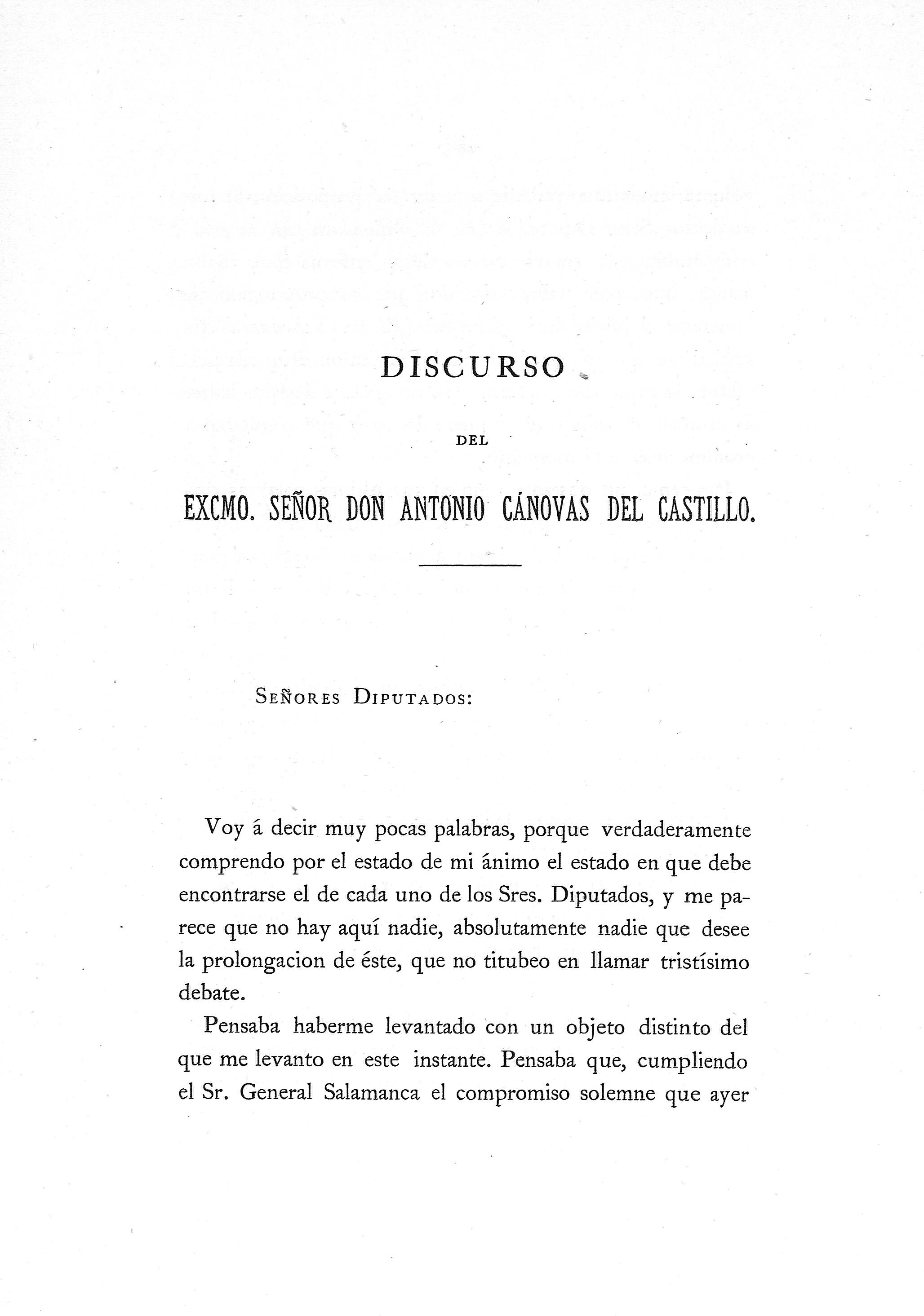 Discurso del Excmo. Señor Don Antonio Cánovas del Castillo
