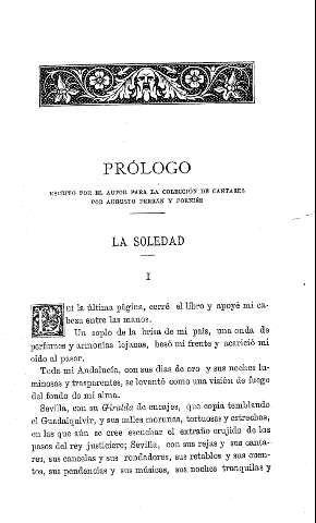 Prólogo escrito por el autor para la colección de cantares de Augusto Ferrán y Fornié