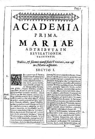 Academia prima, Mari ae adtributa in revelationem trinitatis.