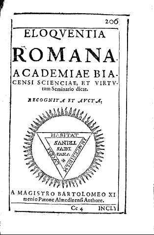 Eloqventia Romana. Academia Biacensi scienciae et virtvtum Seminario dicat    