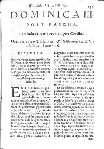 Dominica III post Pascha. Parabola del ver poco tiempo a Christo