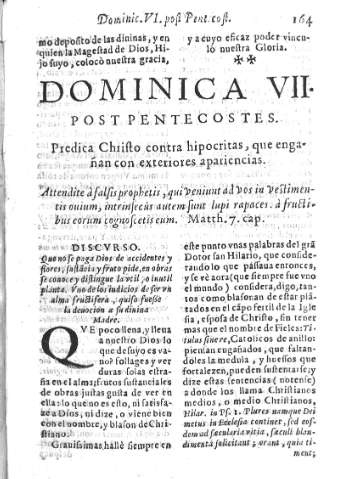 Dominica VII post Pentecostes. Predica Christo contra hipocritas que engañan con exteriores apariencias  