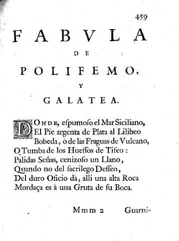 Fabula de Polifemo, y Galatea.