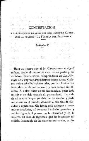 Contestación á las objeciones dirigidas por don Ramón de Campoamor al folleto 