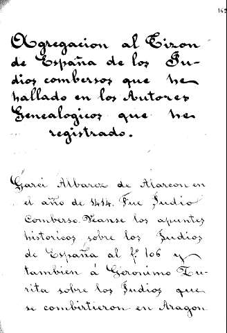 Agregacion al Tizon de España de los judios combersos que he hallado en los autores genealogicos que he registrado.