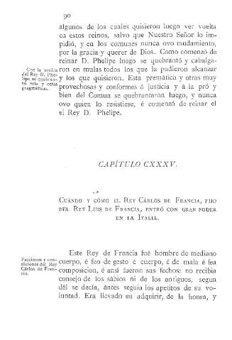 CXXXV. Cuando y cómo el Rey Carlos de Francia fijo del Rey luis de Francia, entró con gran poder en la Italia