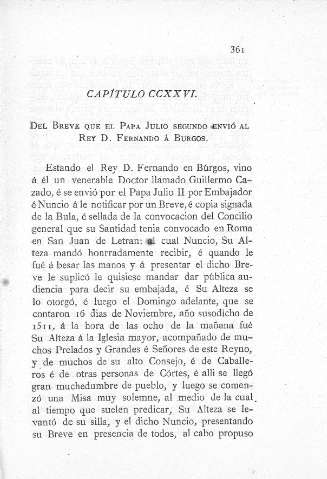 CCXXVI. Del Breve que el Papa Julio segundo envió al Rey D. Fernando á Burgos