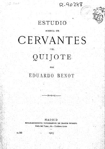Estudio acerca de Cervantes i El Quijote
