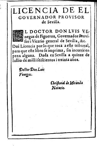 Licencia de el Gobernador Provisor de Sevilla