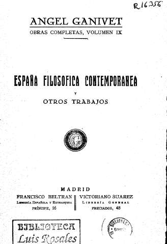 España filosófica contemporánea y otros trabajos
